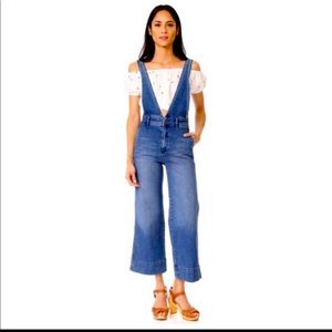 Free People Wide-leg A-line Denim Overalls